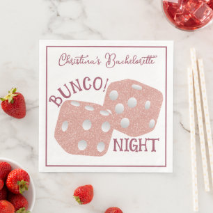 Glamourous Pink Dice Bunco Night Bachelorette Napkin