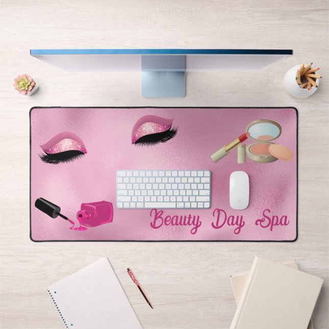Glamourous Pink Foil Girly Personalized Desk Mat (Office 1)