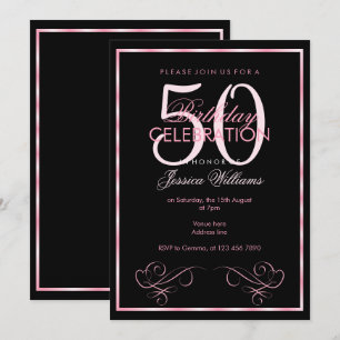 Glamourous Pink Frame Women's 50th Birthday Invitation