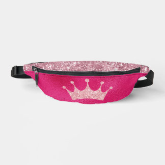 Glamourous Pink Glitter Princess Crown Fanny Pack