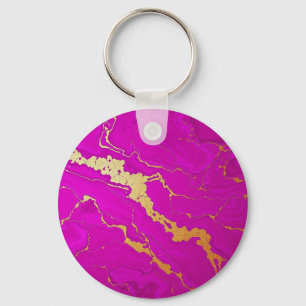 Glamourous Pink & Gold Marble Keychain