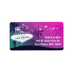 Glamourous Pink Las Vegas Wedding Address Label
