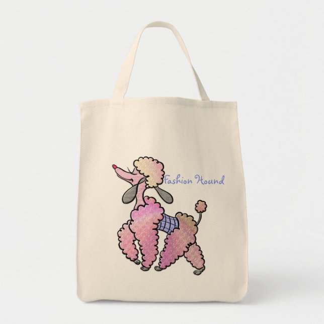 Glamourous Pink Poodle Fashion Hound - Personalize Tote Bag (Front)