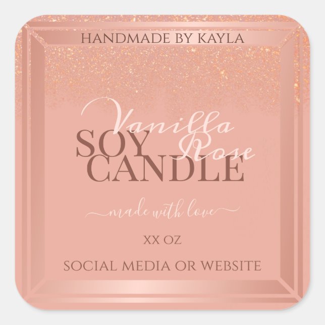 Glamourous Pink Product Packaging Labels Rose Gold (Front)
