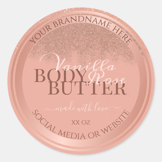 Glamourous Pink Product Packaging Labels Rose Gold (Front)