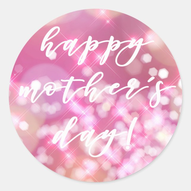 Glamourous Pink Sparkle Happy Mother's Day Sticker (Front)