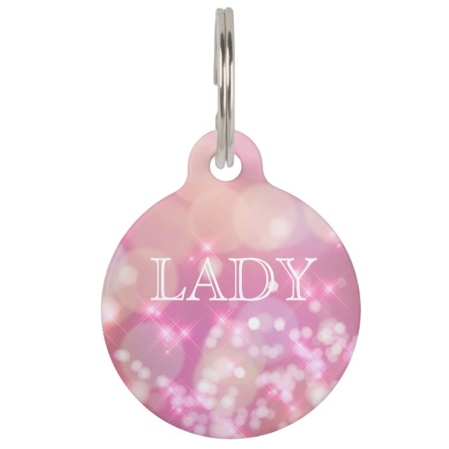 Glamourous Pink Sparkles | Personalized Pet Tag (Front)