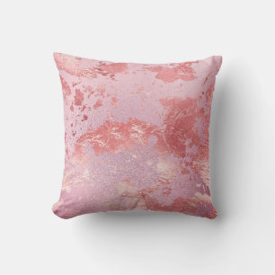 Glamourous Pink Sparkly Metallic Foil Throw Pillow