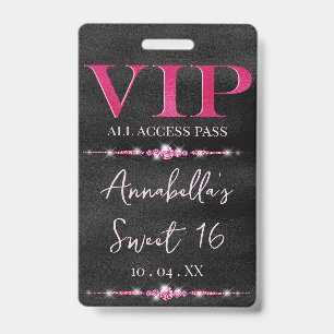 Glamourous Pink VIP on Black Badge