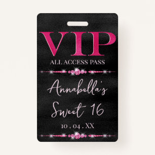 Glamourous Pink VIP on Black Badge