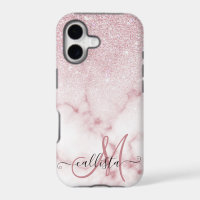 Glamourous Pink White Glitter Marble Gradient Ombr