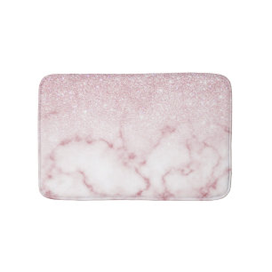 Glamourous Pink White Glitter Marble Gradient Ombr Bath Mat