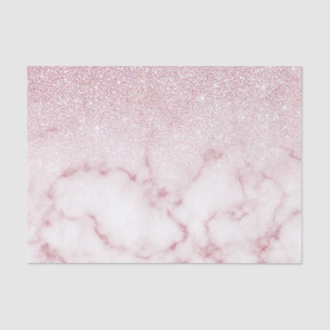 Glamourous Pink White Glitter Marble Gradient Ombr Tissue Paper (Front)