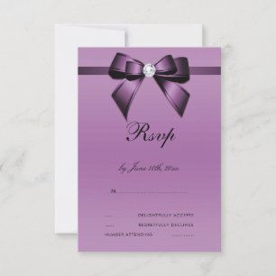 Glamourous Purple Bow & Ribbon RSVP Card