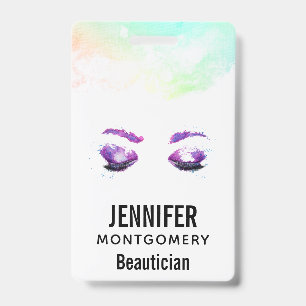 Glamourous Purple Eyes & Brows Watercolor Badge