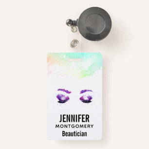 Glamourous Purple Eyes & Brows Watercolor Badge
