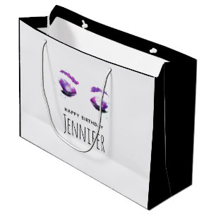 Glamourous Purple Eyes & Brows Watercolor Birthday Large Gift Bag