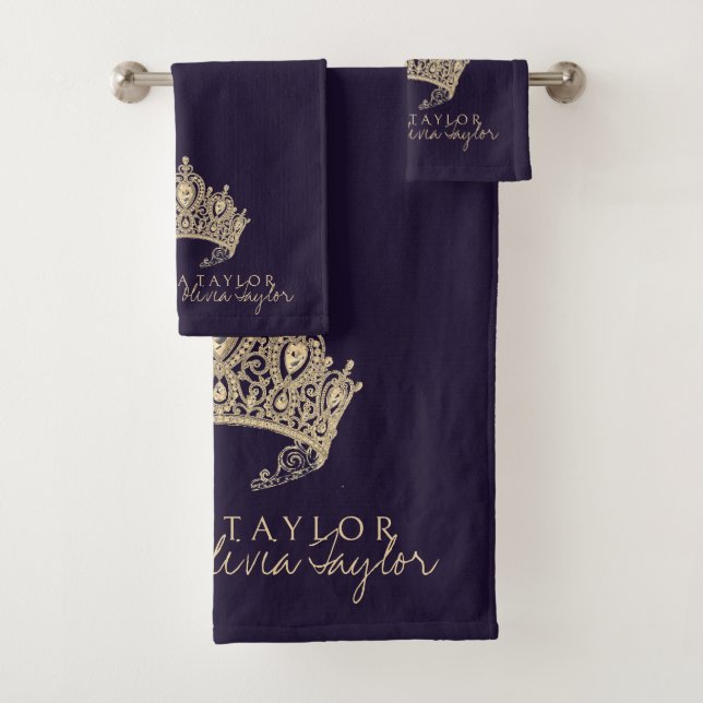 Glamourous Purple Gold Personalized bath towel (Insitu)