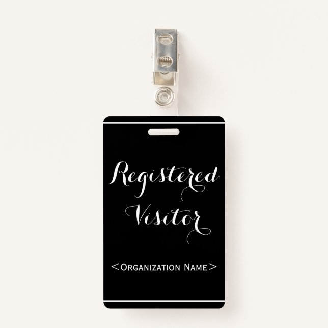 Glamourous "Registered Visitor" Badge (Front with Clip)