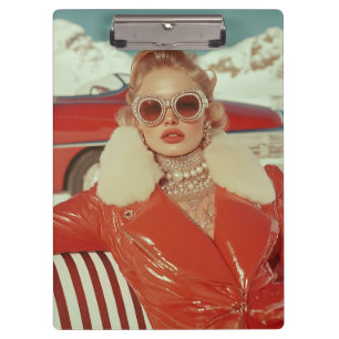 Glamourous Retro Winter Style in Alpine Setting Clipboard
