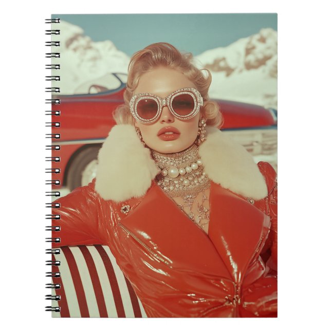 Glamourous Retro Winter Style in Alpine Setting Notebook (Front)