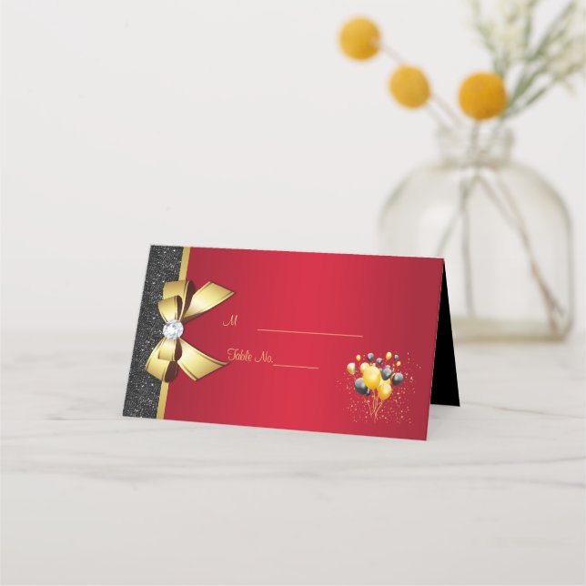 Glamourous, Romantic Elegance Birthday Party Place Card (Front)