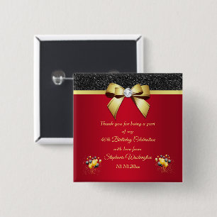 Glamourous, Romantic Elegance Birthday Thank You 2 Inch Square Button