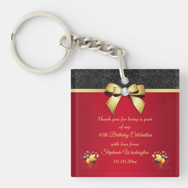 Glamourous, Romantic Elegance Birthday Thank You Keychain (Front)