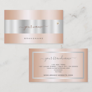 Glamourous Rose Gold and Silver with Faux Diamond  Business Card