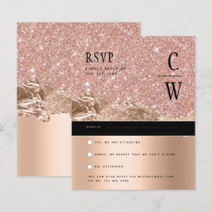 Glamourous ROSE Gold Black Wedding RSVP