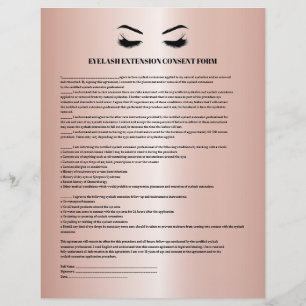 Glamourous rose Gold EYELASH EXTENSION CONSENT FOR Flyer