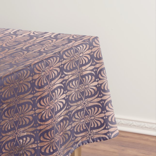 Glamourous Rose Gold Foil and Lavender Art Deco Tablecloth (In Situ)