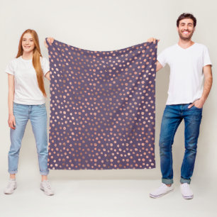 Glamourous Rose Gold Foil and Lavender Art Dots Fleece Blanket