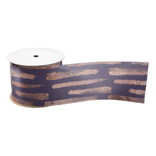 Glamourous Rose Gold Foil and Lavender Brushstroke Satin Ribbon