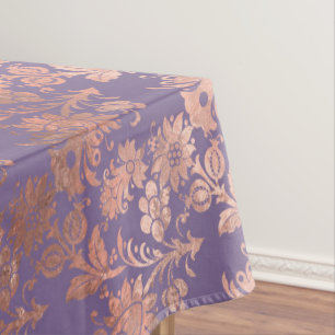 Glamourous Rose Gold Foil and Lavender Floral Tablecloth