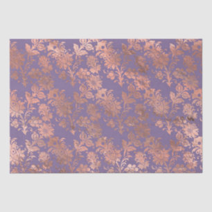 Glamourous Rose Gold Foil and Lavender Floral Tissue Paper