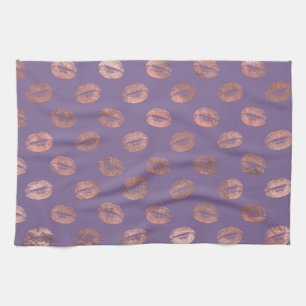 Glamourous Rose Gold Foil and Lavender Lips Kitchen Towel