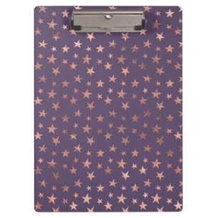 Glamourous Rose Gold Foil and Lavender Stars Clipboard