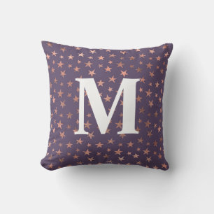 Glamourous Rose Gold Foil and Lavender Stars Throw Pillow
