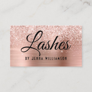 Glamourous Rose Gold Glitter Sparkle Lash Tech Business Card