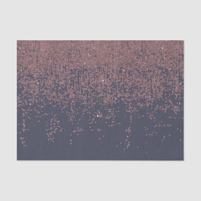 Glamourous Rose Gold Navy Blue Glitter Ombre Tissue Paper (Front)