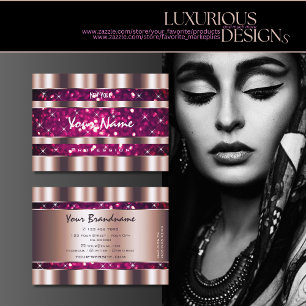 Glamourous Rose Gold Pink Glitter Luminous Stars  Business Card