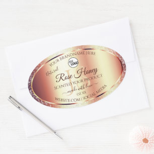 Glamourous Rose Gold Product Labels Initials Logo