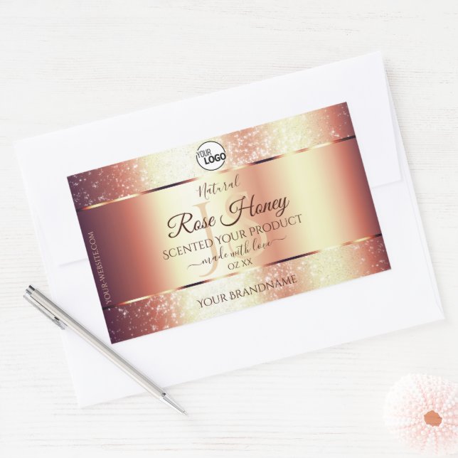 Glamourous Rose Gold Product Labels Initials Logo (Envelope)