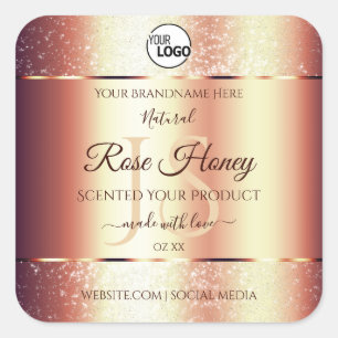 Glamourous Rose Gold Product Labels Initials Logo