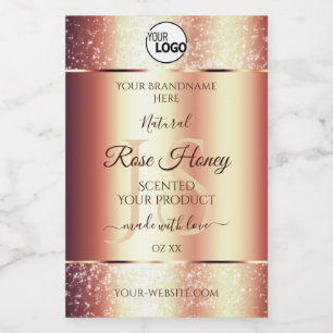 Glamourous Rose Gold Product Labels Initials Logo
