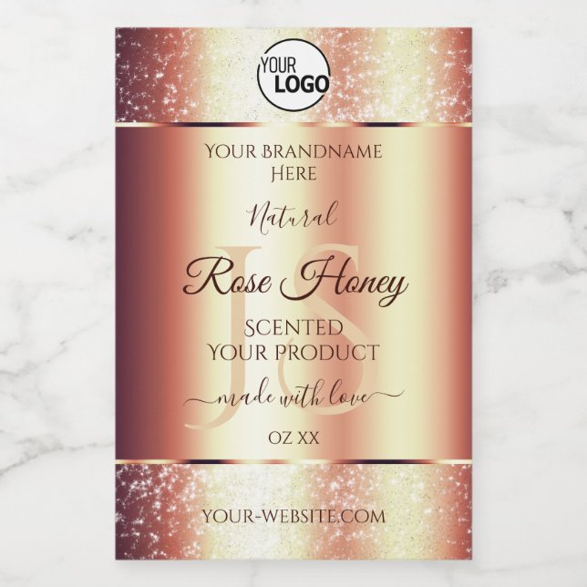 Glamourous Rose Gold Product Labels Initials Logo (Single Label)