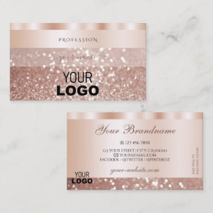 Glamourous Rose Gold Sparkle Glitter Logo Luxuriou Business Card