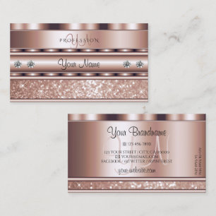 Glamourous Rose Gold Sparkle Glitter Stars Monogra Business Card