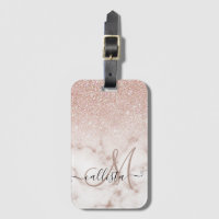 Glamourous Rose Gold White Glitter Marble Gradient